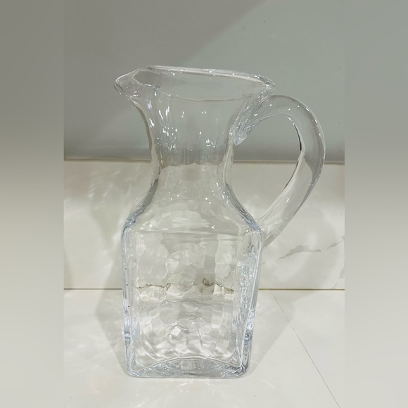 Vintage SIMON PEARCE Hand Blown Glass Square Pitcher - Vermont -